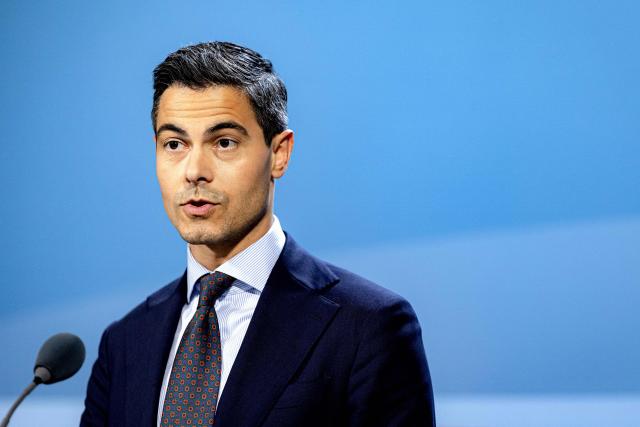 Dutch Prime minister Rob Jetten addresses media during a press conference following the weekly cabinet meeting in The Hague on April 17, 2026. (Photo by Ramon van Flymen / ANP / AFP) / Netherlands OUT