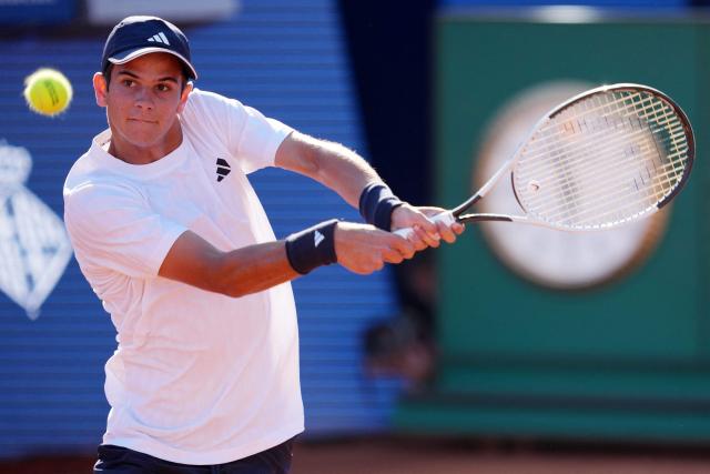 Spain's Rafael Jodar returns the ball against Britain's Cameron Norrie during their ATP Barcelona Open "Conde de Godo" tennis tournament quarterfinals singles tennis match at the Real Club de Tenis in Barcelona, on April 17, 2026. (Photo by Manaure Quintero / AFP)