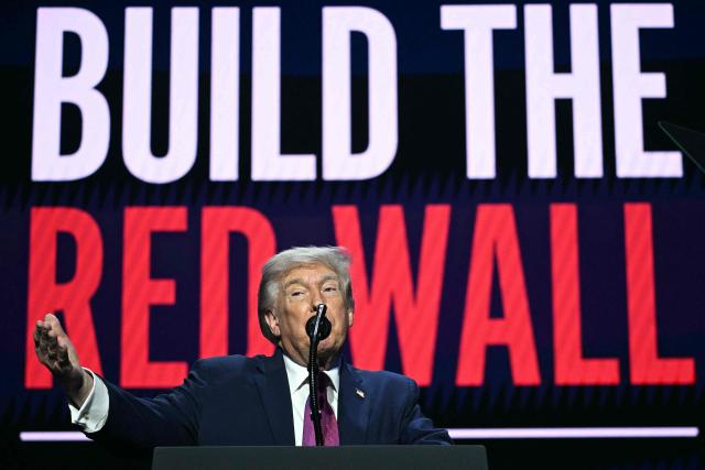 US President Donald Trump addresses a Turning Point USA event entitled "Build the Red Wall" at Dream City Church in Phoenix, Arizona, on April 17, 2026. (Photo by Jim WATSON / AFP)