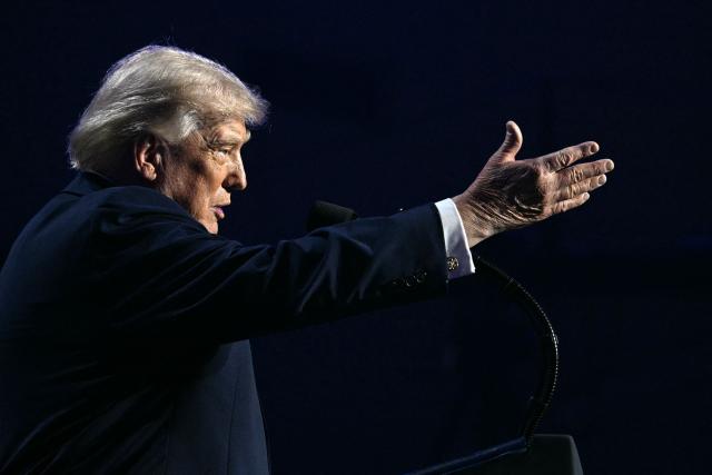 US President Donald Trump addresses a Turning Point USA event entitled "Build the Red Wall" at Dream City Church in Phoenix, Arizona, on April 17, 2026. (Photo by Jim WATSON / AFP)