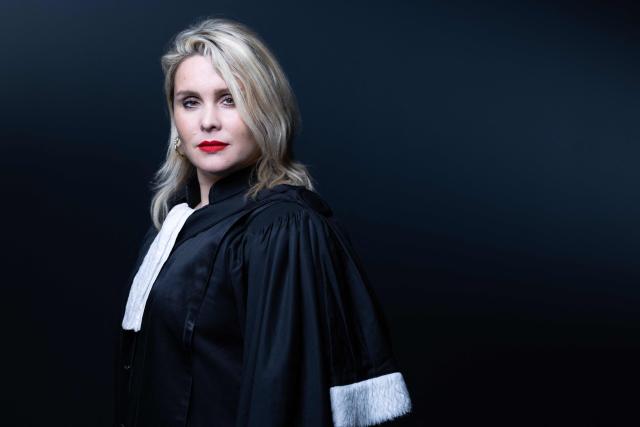 (FILES) French magistrate, deputy prosecutor in Paris and writer Valentine Vendome poses during a photo session in Paris on April 13, 2026. (Photo by Joel Saget / AFP)