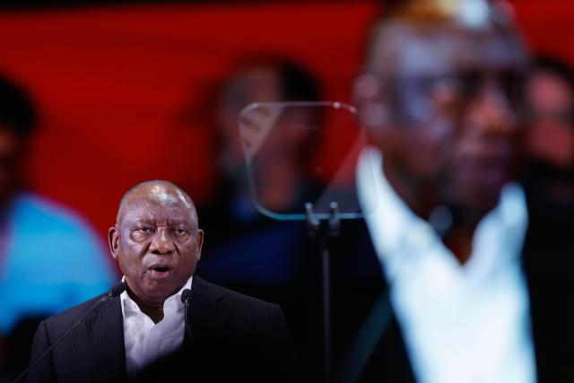 South Africa's President Cyril Ramaphosa delivers a speech during the Global Progressive Mobilisation forum in Barcelona on April 18, 2026. Spain's Prime Minister Pedro Sanchez and Brazil's President Luiz Inacio Lula da Silva are spearheading the gathering of global leftist leaders which aims to promote a common response to the rising 'reactionary wave' worldwide. (Photo by Oscar DEL POZO / AFP)