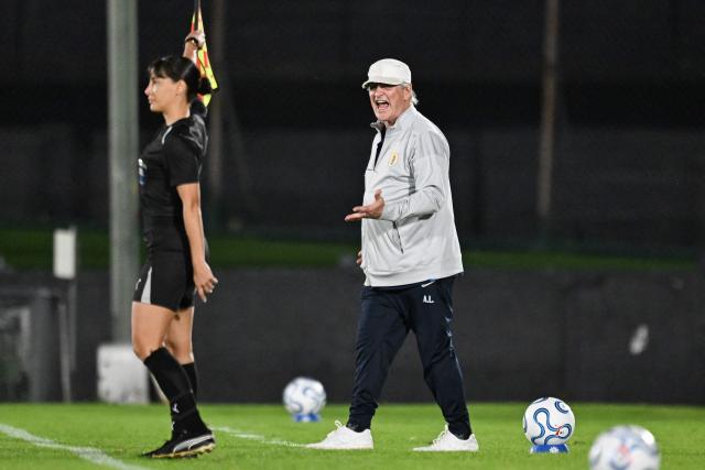 Uruguay's head coach Ariel Longo gestures during the CONMEBOL Nations League Women football match between Uruguay and Chile at the Centenario stadium in Montevideo, on April 18, 2026. (Photo by Eitan ABRAMOVICH / AFP)