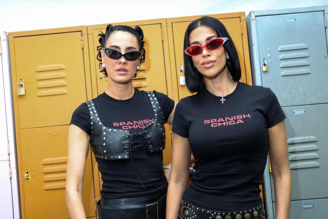 Pitty Bernad (L) and Belah, of the Spanish DJ duo Mestiza, pose during a photo session during the 2026 Coachella Valley Music and Arts Festival at Empire Polo Club on April 11, 2026 in Indio, California. In an edition headlined by Sabrina Carpenter, Justin Bieber, and Karol G, the California festival, which wraps up its second weekend on April 19, dedicated nearly half of its lineup to electronic music. A highlight of this years Coachella was the duo Mestiza, formed by Spaniards Belah and Pitty, who incorporated their flamenco influence, which includes dancers on stage. (Photo by VALERIE MACON / AFP)