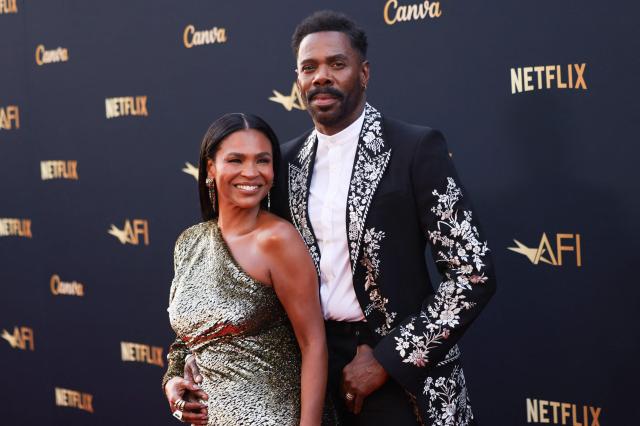 US actress Nia Long and US actor Colman Domingo attend the 2026 AFI Life Achievement Award at the Dolby Theatre in Hollywood, California on April 18, 2026. US actor Eddie Murphy is the recipient of the 2026 AFI Life Achievement Award. (Photo by Etienne Laurent / AFP)