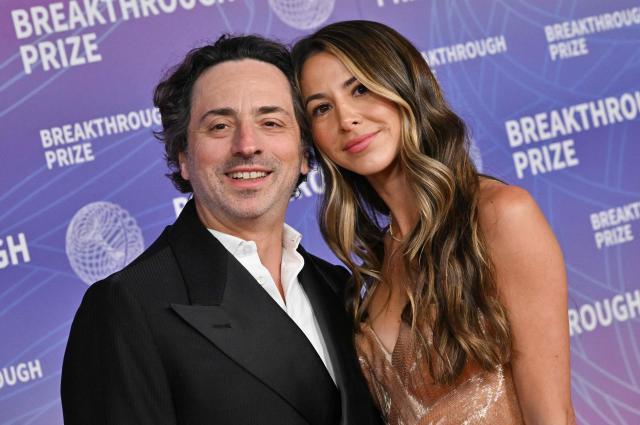 US tech entrepreneur Sergey Brin and influencer Gerelyn Gilbert Soto attend the 12th Breakthrough Prize Ceremony at Barker Hangar in Santa Monica, California on April 18, 2026. (Photo by Lisa O'CONNOR / AFP)