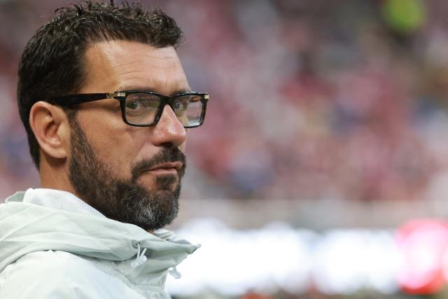 Puebla's Spanish head coach Albert Espigares gestures during the Liga MX Clausura football match between Guadalajara and Puebla at Akron stadium in Zapopan, Jalisco state, Mexico on April 18, 2026. (Photo by Ulises Ruiz / AFP)