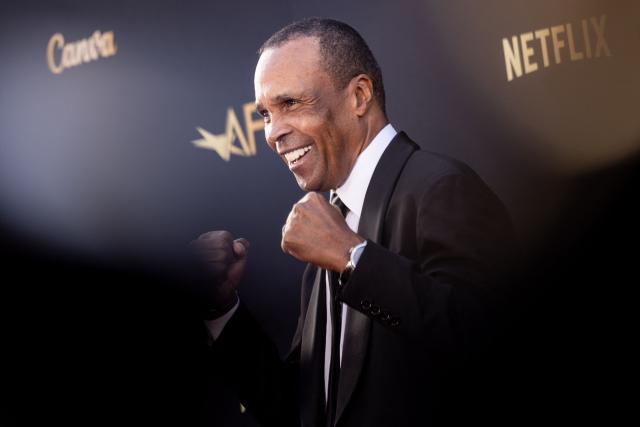 US former boxer Sugar Ray Leonard attends the 2026 AFI Life Achievement Award at the Dolby Theatre in Hollywood, California on April 18, 2026. US actor Eddie Murphy is the recipient of the 2026 AFI Life Achievement Award. (Photo by ETIENNE LAURENT / AFP)