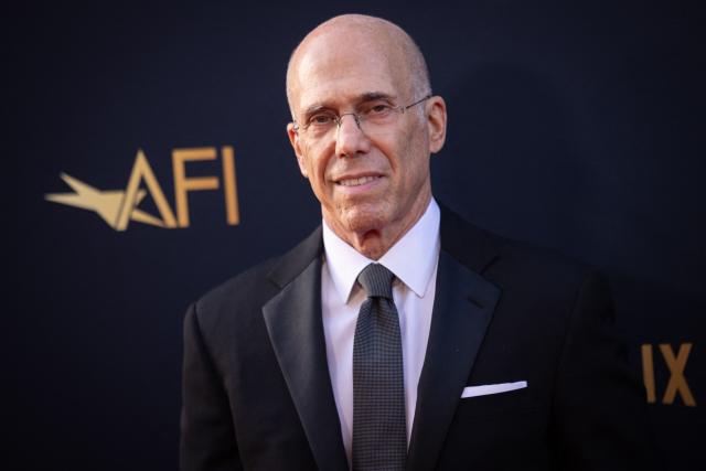 US film producer Jeffrey Katzenberg attends the 2026 AFI Life Achievement Award at the Dolby Theatre in Hollywood, California on April 18, 2026. US actor Eddie Murphy is the recipient of the 2026 AFI Life Achievement Award. (Photo by ETIENNE LAURENT / AFP)