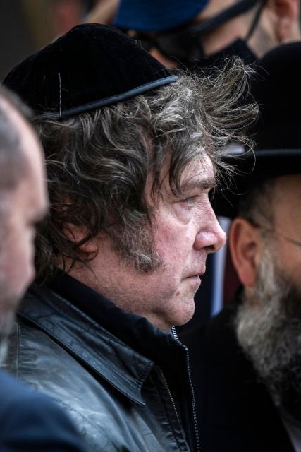 Argentina's President Javier Milei visits the Western Wall in the old city of Jerusalem on April 19, 2026. (Photo by ILIA YEFIMOVICH / AFP)