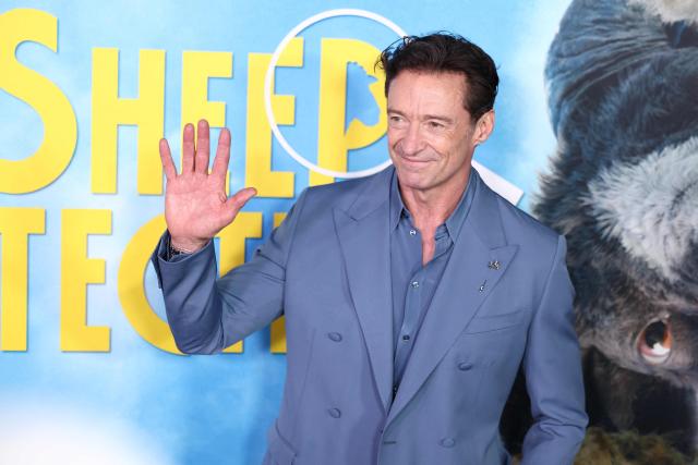 Australian actor Hugh Jackman attends the premiere of "The Sheep Detectives" in New York on April 19, 2026. (Photo by CHARLY TRIBALLEAU / AFP)