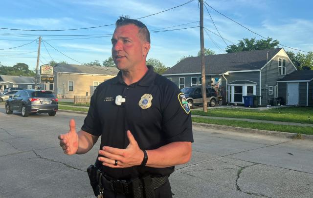 Shreveport Police Department Corporal Chris Bordelon talks to the press across the street from the house where a mass shooting took place in Shreveport, Louisiana, on April 19, 2026. Eight children were killed in a shooting spree early April 19 in the southern US state of Louisiana, in what police said appears to have been an incident of domestic violence. The incident, which took place just after 6:00 am (1100 GMT) in the city of Shreveport, was the deadliest mass shooting in the US in more than two years, according to data from the Gun Violence Archive. (Photo by Gianrigo MARLETTA / AFP)