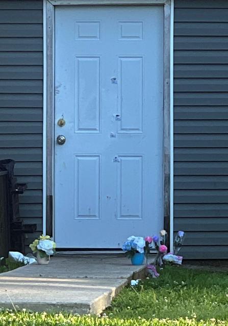 Bullet holes are seen on a door of the house where a mass shooting took place in Shreveport, Louisiana, on April 19, 2026. Eight children were killed in a shooting spree early April 19 in the southern US state of Louisiana, in what police said appears to have been an incident of domestic violence. The incident, which took place just after 6:00 am (1100 GMT) in the city of Shreveport, was the deadliest mass shooting in the US in more than two years, according to data from the Gun Violence Archive. (Photo by Gianrigo MARLETTA / AFP)