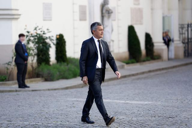 France's Justice Minister Gerald Darmanin arrives ahead of the 6th Ministerial Meeting of the European Coalition against Organized Crime at the Hotel de Beauveau, the French Interior Ministry, in Paris on April 20, 2026. (Photo by Kenzo TRIBOUILLARD / AFP)
