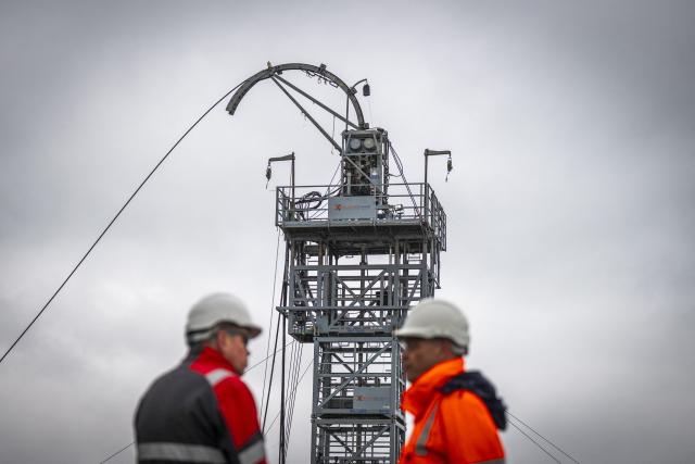This photograph shows the Dutch oil Company NAM (Nederlandse Aardolie Maatschappij) as it starts to work to resume gas extraction in Warffum, on April 20, 2026. (Photo by Jilmer Postma / ANP / AFP) / Netherlands OUT