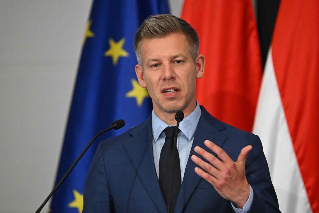 Election winner and leader of Hungary's TISZA party Peter Magyar answers journalists' questions during a press conference following the first official meeting of TISZA's new parliamentary group at the HUNGEXPO Congress and Exhibition Center in Budapest, Hungary, on April 20, 2026. Hungary's nationalist long-time Prime Minister Viktor Orban lost on April 12, 2026 to political newcomer, conservative pro-EU Peter Magyar, whose party won a two-thirds parliamentary majority in a vote marked by record turnout in the central European country. (Photo by Attila KISBENEDEK / AFP)