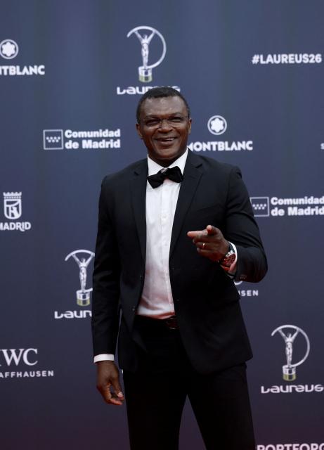 Former French football player Marcel Desailly poses on the Red Carpet ahead of the 27th Laureus World Sports Awards gala in Madrid on April 20, 2026. (Photo by Oscar DEL POZO / AFP)