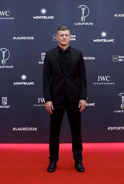 Former Real Madrid German midfielder Toni Kroos poses on the Red Carpet ahead of the 27th Laureus World Sports Awards gala in Madrid on April 20, 2026. (Photo by Oscar DEL POZO / AFP)