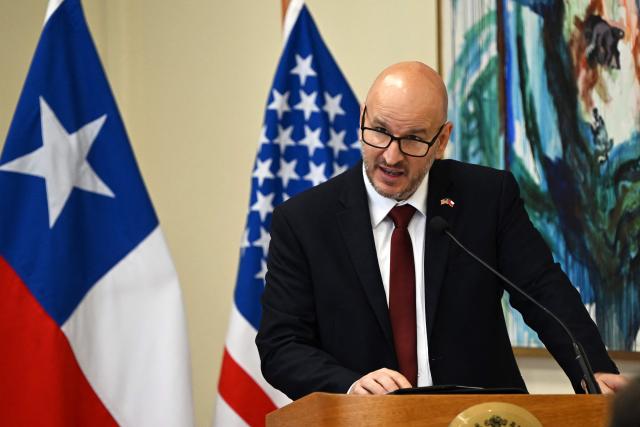 US Ambassador to Chile Brandon Judd speaks during the signing of agreements between Chile and the United States on mining and security in Santiago on April 20, 2026. (Photo by RODRIGO ARANGUA / AFP)