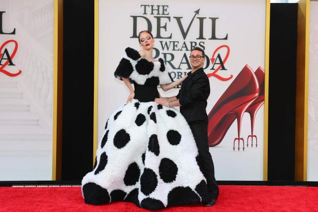 Canadian model, actress Coco Rocha and US fashion designer Christian Siriano attend the world premiere of "The Devil Wears Prada 2" at Lincoln Center in New York City, on April 20, 2026. (Photo by ANGELA WEISS / AFP)