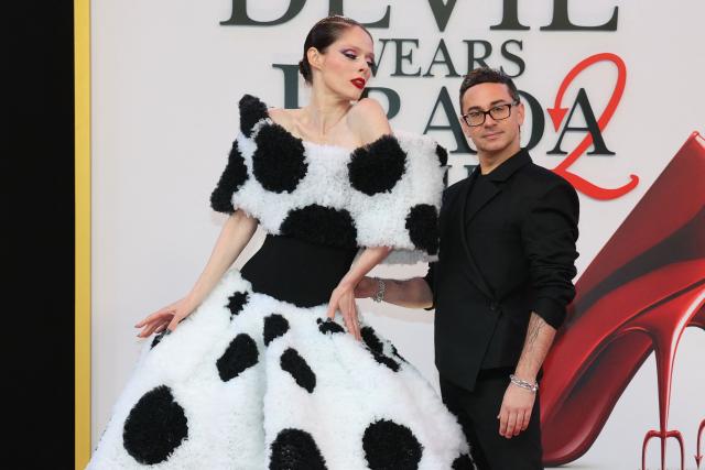 Canadian model, actress Coco Rocha and US fashion designer Christian Siriano attend the world premiere of "The Devil Wears Prada 2" at Lincoln Center in New York City, on April 20, 2026. (Photo by ANGELA WEISS / AFP)