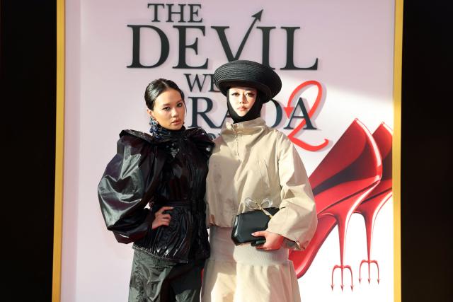 South Korean singer-actress Rei Ami (L) and celebrity stylist Ayumi Perry attend the world premiere of "The Devil Wears Prada 2" at Lincoln Center in New York City, on April 20, 2026. (Photo by ANGELA WEISS / AFP)