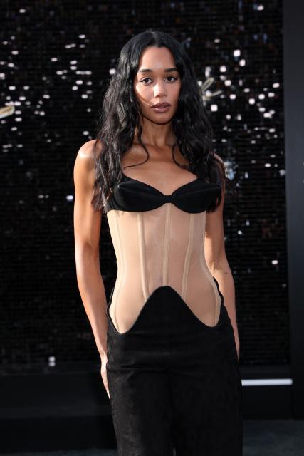 US actress Laura Harrier attends the Los Angeles premiere of Lionsgate's "Michael" at the Dolby Theatre in Hollywood, California on April 20, 2026. (Photo by VALERIE MACON / AFP)