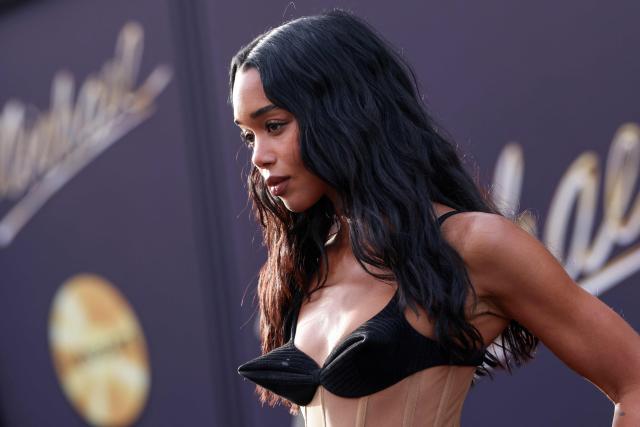 US actress Laura Harrier attends the Los Angeles premiere of Lionsgate's "Michael" at the Dolby Theatre in Hollywood, California on April 20, 2026. (Photo by VALERIE MACON / AFP)