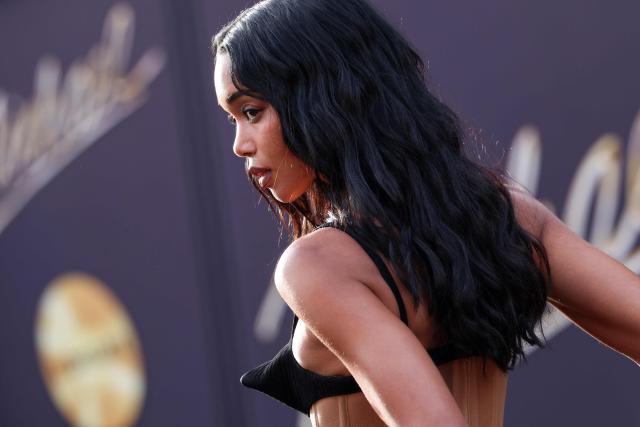 US actress Laura Harrier attends the Los Angeles premiere of Lionsgate's "Michael" at the Dolby Theatre in Hollywood, California on April 20, 2026. (Photo by VALERIE MACON / AFP)
