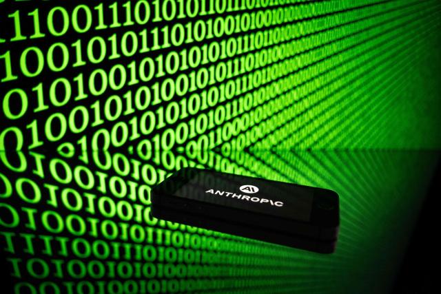 This photograph shows a smartphone displaying the logo of the US artificial intelligence safety and research company Anthropic, in Mulhouse on April 21, 2026. (Photo by SEBASTIEN BOZON / AFP)