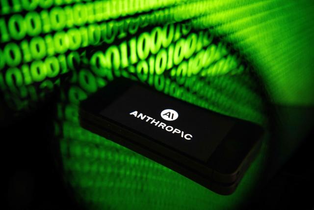 This photograph shows a smartphone displaying the logo of the US artificial intelligence safety and research company Anthropic, in Mulhouse on April 21, 2026. (Photo by SEBASTIEN BOZON / AFP)