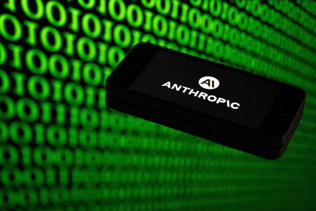 This photograph shows a smartphone displaying the logo of the US artificial intelligence safety and research company Anthropic, in Mulhouse on April 21, 2026. (Photo by SEBASTIEN BOZON / AFP)