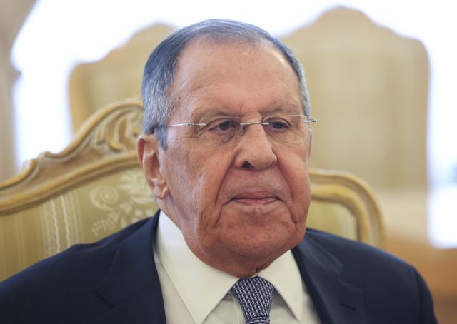 Russian Foreign Minister Sergei Lavrov attends a meeting with Libya's acting Foreign Minister at Zinaida Morozova's Mansion in Moscow on April 21, 2026. (Photo by MAXIM SHIPENKOV / POOL / AFP)