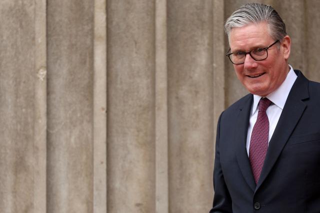 Britain's Prime Minister Keir Starmer leaves the British Museum after viewing the final design for the Queen Elizabeth Memorial, in central London on April 21, 2026, on the day marking what would have been the late monarch's 100th birthday. (Photo by Adrian Dennis / AFP)