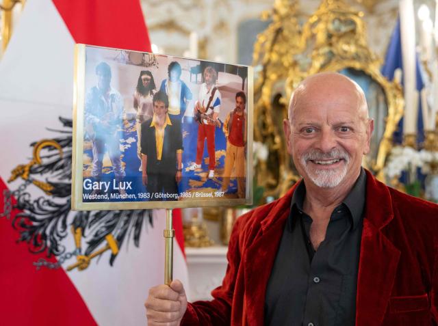 Gerhard "Gary" Lux, a Canadian-born Austrian singer, most famous for having represented Austria in the Eurovision Song Contest (ESC) six times, poses during a reception held by the Austrian President for Austrian ESC participants at Hofburg Palace in Vienna, Austria on April 21, 2026, ahead of the 70th edition of the ESC. The two semi-finals of the ESC will take place on May 12 and May 14 and the final on May 16, 2026. (Photo by Joe Klamar / AFP)