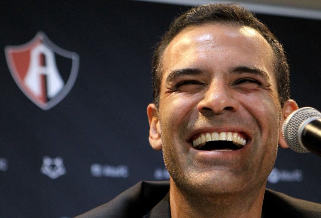 (FILES) Mexican former football player Rafael Marquez gestures durig his presetation as Atlas' sports director, in Zapopan, Jalisco State, Mexico, on August 7, 2018. Former Mexican defender Rafael Marquez will take over as head coach of the Mexican national team once the 2026 World Cup concludes, Duilio Davino, director of national teams for the Mexican Football Federation, announced to Fox Sports on April 21, 2026. Marquez has been an assistant coach for the national team since Javier Aguirre took over in August 2024, leading up to the World Cup in North America, which kicks off on June 11. (Photo by Ulises Ruiz / AFP)