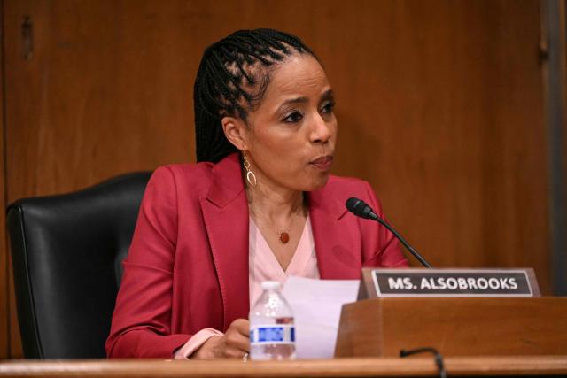US Senator Angela Alsobrooks, Democrat from Maryland, questions Kevin Warsh, nominee for US Federal Reserve Chair, during a Senate Banking Committee hearing on Warsh's nomination on Capitol Hill in Washington, DC, on April 21, 2026. Warsh, President Donald Trump's choice to lead the US Federal Reserve, vowed Tuesday to protect central bank independence at his confirmation hearing, despite intense pressure from the president. The hearing will be scrutinized as it marks a key hurdle that Warsh must overcome to succeed Fed Chair Jerome Powell when his term ends on May 15. (Photo by Mandel NGAN / AFP)