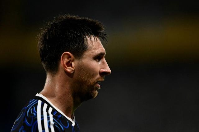 (FILES) Argentina's forward #10 Lionel Messi gestures during a friendly football match between Argentina and Zambia at La Bombonera stadium in Buenos Aires on March 31, 2026. US lawyer Ralph Patino, representing promoter VID Music Group, said on April 21, 2026 that star Lionel Messi is complicit with the Argentine Football Association (AFA) in a multimillion-dollar lawsuit over breach of contract. (Photo by Luis ROBAYO / AFP)