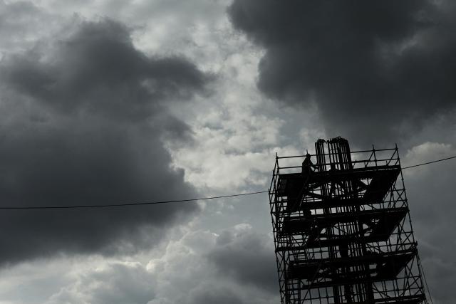 A man works on the construction of the metro's first line in Bogota on April 21, 2026. (Photo by Pablo VERA / AFP)