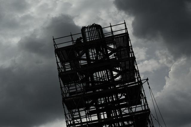 A man works on the construction of the metro's first line in Bogota on April 21, 2026. (Photo by Pablo VERA / AFP)