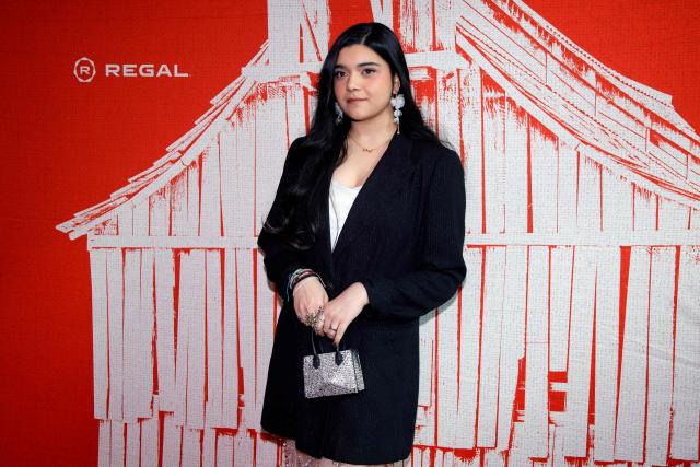 Canadian actress Iman Vellani attends the premiere of Angel Studios' "Animal Farm" at Regal Theatre Battery Park in New York on April 21, 2026. (Photo by Leonardo MUNOZ / AFP)