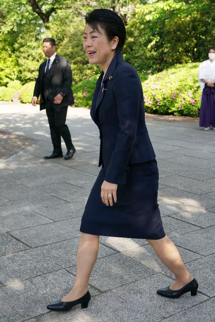 Chairperson of the ruling Liberal Democratic Party General Council Haruko Arimura visits Yasukuni Shrine in Tokyo on April 22, 2026. (Photo by Kazuhiro NOGI / AFP)
