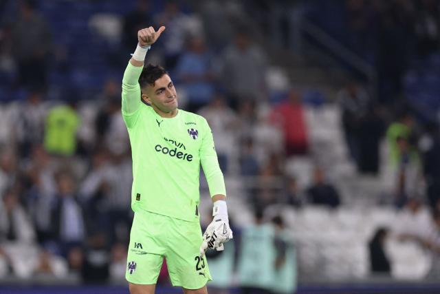 Monterrey's Uruguayan goalkeeper #25 Santiago Mele reacts at the end of a Monterrey vs Puebla Mexican League football match in Monterrey, Nuevo Leon state, Mexico, on April 21, 2026. (Photo by Julio Cesar AGUILAR / AFP)