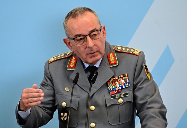 The General Inspector of the German armed forces Carsten Breuer speaks during a press conference on the status of the German armed forces Bundeswehr, on April 22, 2026 at the Defence ministry in Berlin. (Photo by Tobias SCHWARZ / AFP)