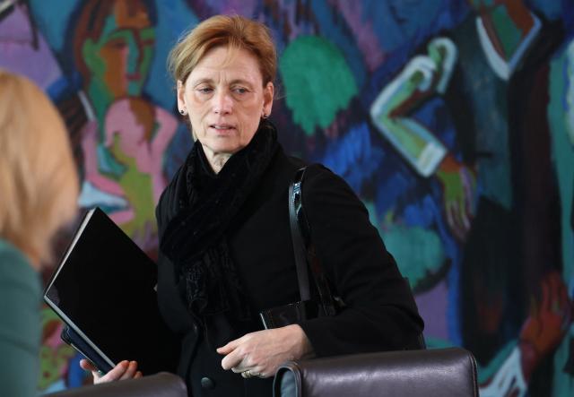 German Minister for Education, Family, Senior Citizens, Women and Youth Karin Prien arrives for the weekly cabinet meeting at the Chancellery in Berlin on April 22, 2026. (Photo by Odd ANDERSEN / AFP)