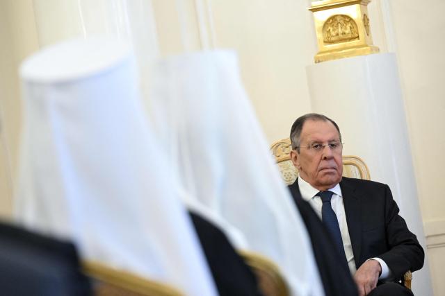 Russian Foreign Minister Sergei Lavrov attends an Orthodox Easter reception at Zinaida Morozova's Mansion in Moscow on April 22, 2026. (Photo by Igor IVANKO / POOL / AFP)