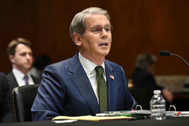 US Secretary of Treasury Scott Bessent testifies during a Senate Appropriations Subcommittee on Financial Services and General Government hearing on "proposed budget estimates for fiscal year 2027 for the Department of the Treasury" on Capitol Hill in Washington, DC, on April 22, 2026. (Photo by SAUL LOEB / AFP)