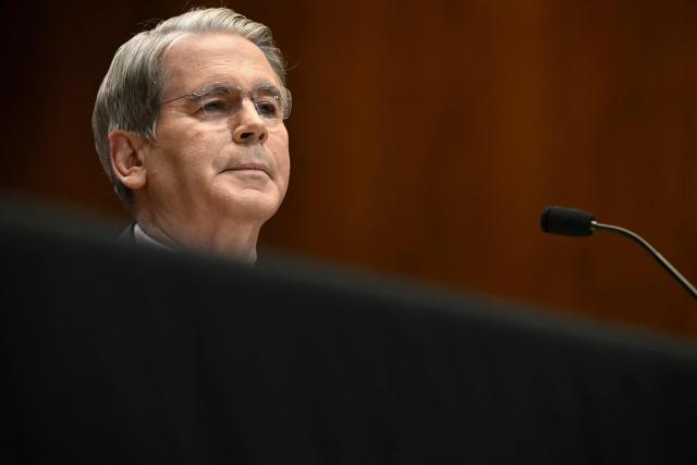 US Secretary of Treasury Scott Bessent testifies during a Senate Appropriations Subcommittee on Financial Services and General Government hearing on "proposed budget estimates for fiscal year 2027 for the Department of the Treasury" on Capitol Hill in Washington, DC, on April 22, 2026. (Photo by SAUL LOEB / AFP)