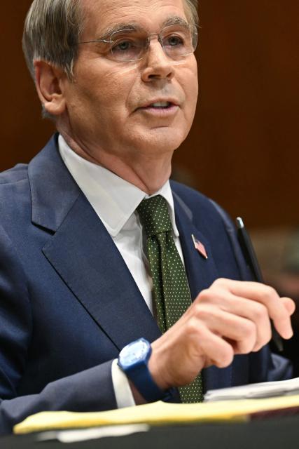 US Secretary of Treasury Scott Bessent testifies during a Senate Appropriations Subcommittee on Financial Services and General Government hearing on "proposed budget estimates for fiscal year 2027 for the Department of the Treasury" on Capitol Hill in Washington, DC, on April 22, 2026. (Photo by SAUL LOEB / AFP)