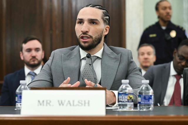 US professional boxer Nico Ali Walsh testifies during a Senate Committee on Commerce, Science, and Transportation hearing to "examine federal boxing laws" on Capitol Hill in Washington, DC, on April 22, 2026. (Photo by SAUL LOEB / AFP)